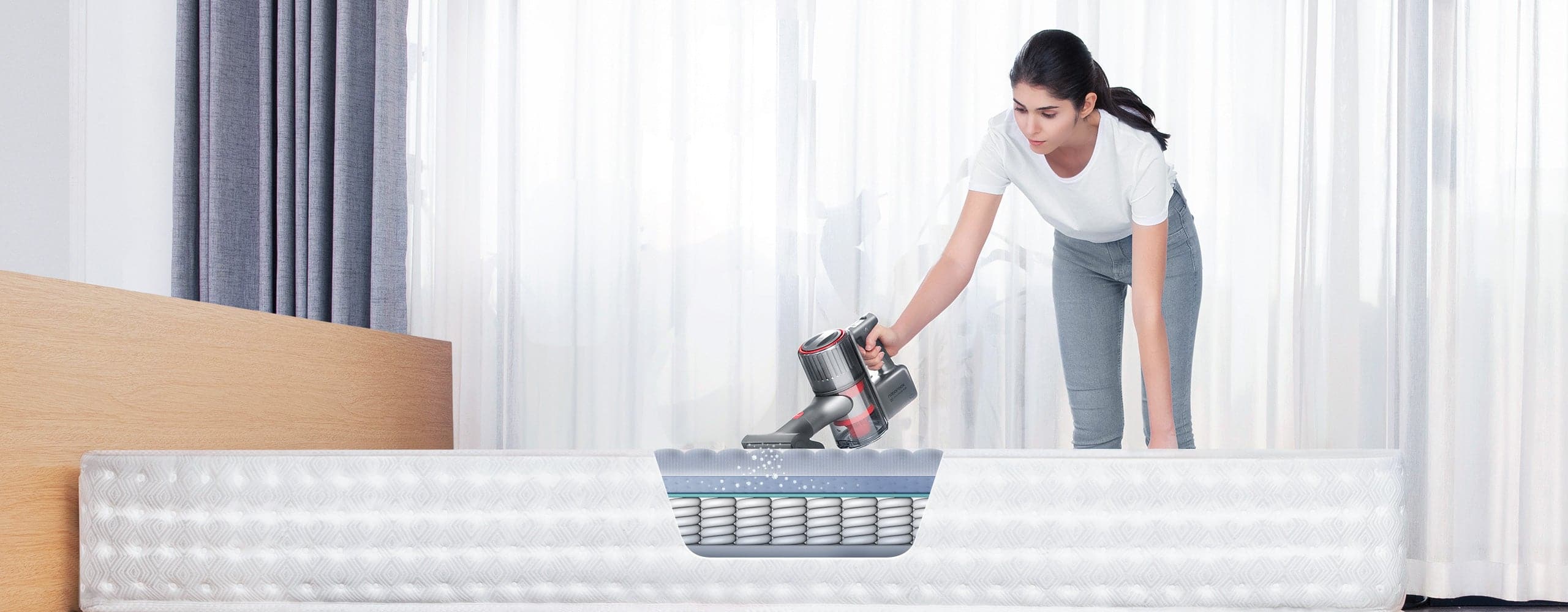 Roborock H6 creates maximum 150AW suction to deep clean carpets, beds, and car upholstery Roborock H6 creates maximum 150AW suction to deep clean carpets, beds, and car upholstery